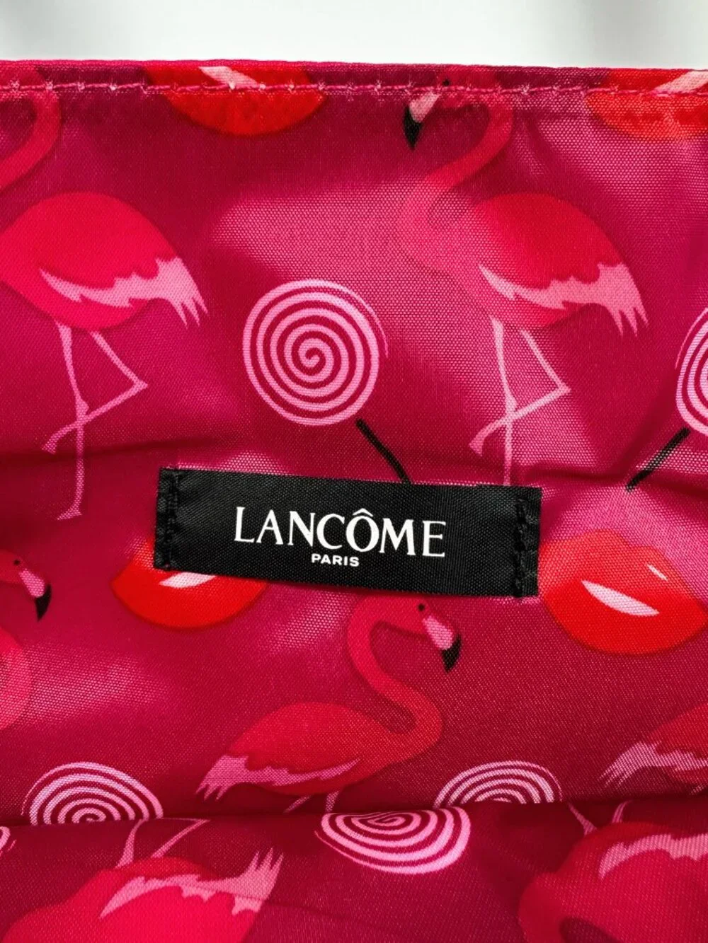 Lancôme Pink/Red Waterproof Flamingo Lined Tote‎ Bag Hot Barbie 16x15x3”